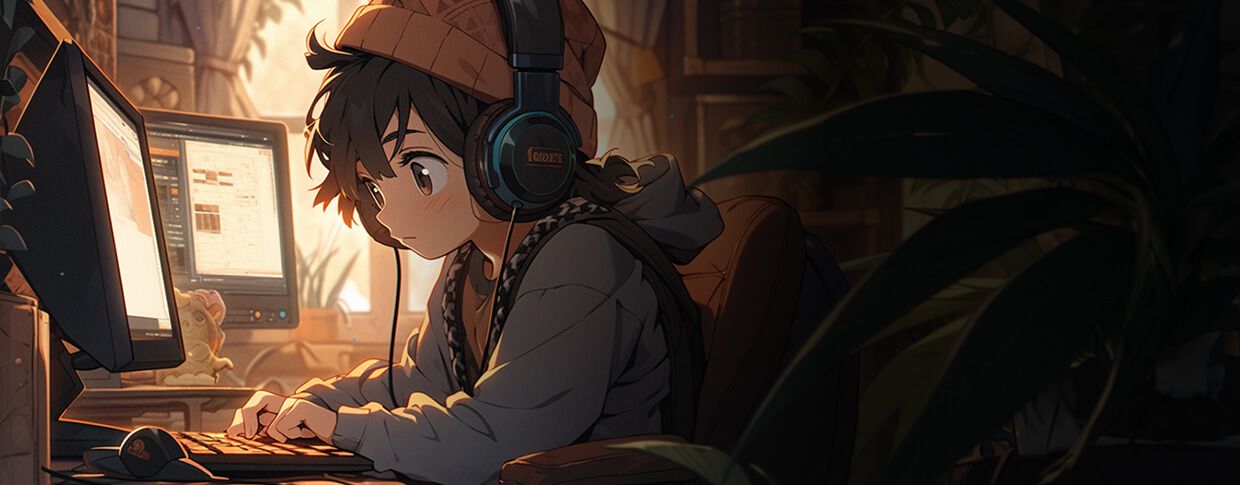 Gamer wearing a headset using the Voice.ai soundboard